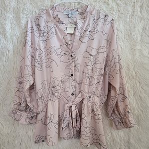 Sweet Rain (M) Rose Blouse Cinched Waist